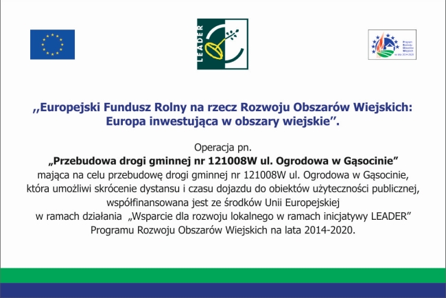 Przebudowa drogi gminnej nr 121008W ul. Ogrodowa w Gąsocinie